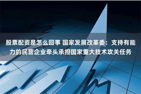 股票配资是怎么回事 国家发展改革委：支持有能力的民营企业牵头承担国家重大技术攻关任务