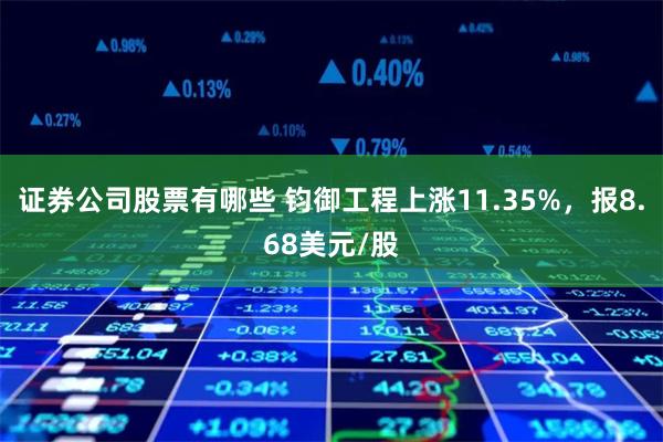 证券公司股票有哪些 钧御工程上涨11.35%，报8.68美元/股